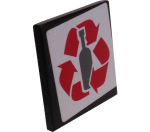 LEGO Roadsign Clip-on 2 x 2 Square with Bottle Recycling Sticker with Open 'U' Clip (15210)