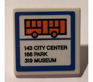 LEGO Roadsign Clip-auf 2 x 2 Platz mit Bus Stop Sign Aufkleber mit offenem 'U'-Clip (30258)