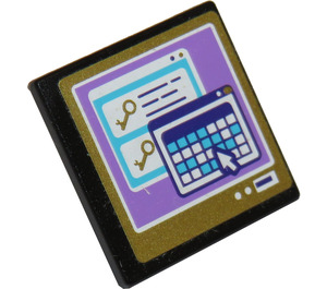 LEGO Roadsign Clip-Aan 2 x 2 Vierkant met Computer monitor Sticker met Open 'O'-clip (15210)