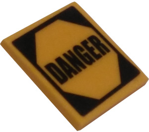 LEGO Roadsign Clip-on 2 x 2 Square with Danger Sticker with Open 'U' Clip (15210)