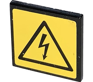 LEGO Roadsign Clip-on 2 x 2 Square with Electricity Danger Sign Sticker with Open 'U' Clip (15210)
