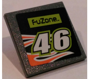 LEGO Roadsign Clip-on 2 x 2 Square with 'FUZONE', '46' Sticker with Open 'U' Clip (15210)
