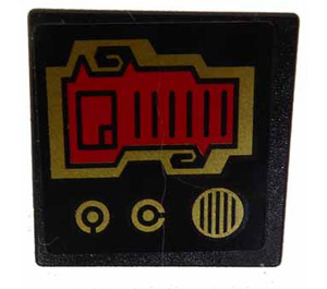LEGO Roadsign Clip-on 2 x 2 Square with Gold Knobs and Speaker Grille Sticker with Open 'O' Clip (15210)