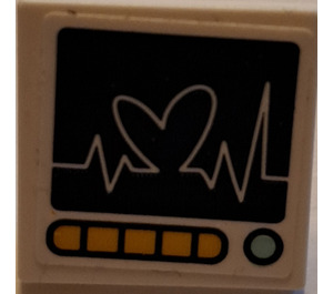 LEGO Roadsign Clip-on 2 x 2 Square with Heart Monitor Sticker with Open 'O' Clip (15210)