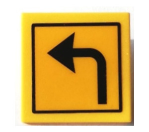LEGO Roadsign Clip-on 2 x 2 Square with Left Turn Arrow Sticker with Open 'U' Clip (15210)