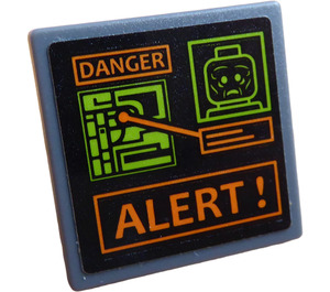 LEGO Roadsign Clip-on 2 x 2 Square with Map, Head, "DANGER" and "ALERT!" Sticker with Open 'O' Clip (15210)