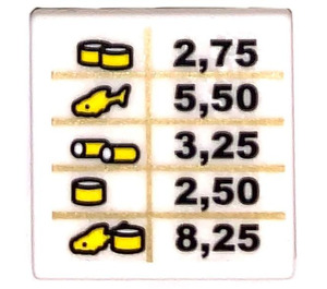 LEGO Roadsign Clip-on 2 x 2 Square with Sushi Price List Sticker with Open 'O' Clip (15210)