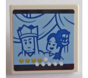 LEGO Roadsign Clip-on 2 x 2 Square with Two Blue Characters Sticker with Open 'O' Clip (15210)