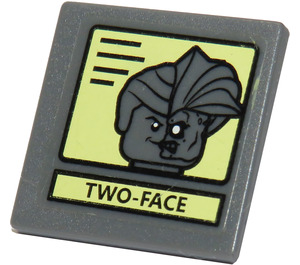 LEGO Roadsign Clip-on 2 x 2 Square with 'TWO-FACE' Sticker with Open 'O' Clip (15210)