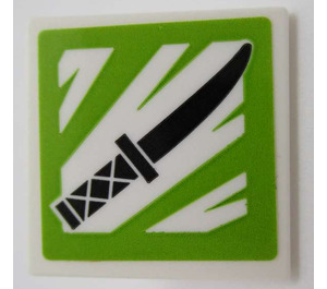 LEGO Roadsign Clip-on 2 x 2 Square with Weapons Stall Sign with Knife Decoration Sticker with Open 'O' Clip (15210)