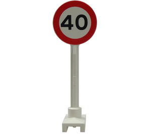 레고 Roadsign 둥근 ~와 함께 '40' Speed Limit