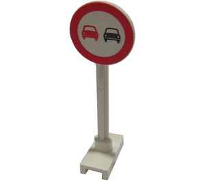 LEGO Roadsign Round with No Overtaking Pattern