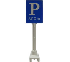 LEGO Roadsign Square Tall with Parking and 300m Pattern