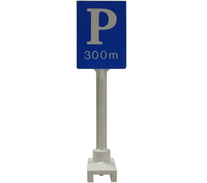 LEGO Roadsign Quadratisch Tall mit Parking und 300m Muster