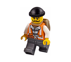 LEGO Robber s Knír, oranžová Vesta a Open Pytel Minifigurka