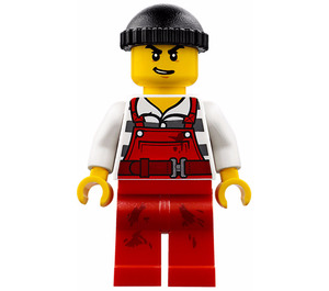 LEGO Robber avec Striped Shirt et Stained rouge Overalls Figurine