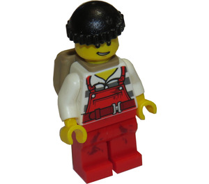 LEGO Robber with Stripped Shirt, Stained Red Overalls and Open Sack Minifigure