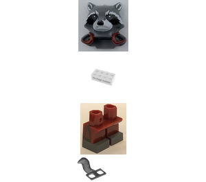 LEGO Fusée Raccoon avec Gris Fourrure et Rouge Foncé Costume Minifigurine