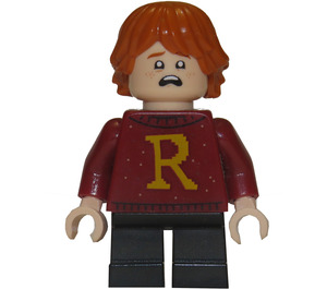 LEGO Ron Weasley med 'R' på Mørk rød Pullover, Korte ben Minifigur