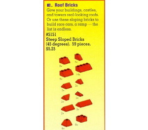 LEGO Roof Bricks Steep 45 Degrees Red Set 5151
