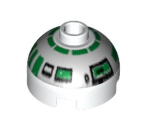 LEGO Round Brick 2 x 2 Dome Top (Undetermined Stud) with Silver and Green (R2-R7) (60852)