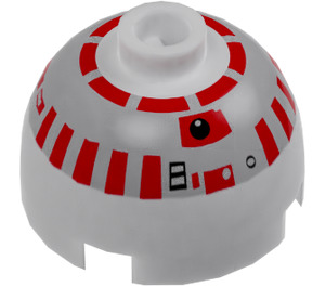 LEGO Round Brick 2 x 2 Dome Top (Undetermined Stud) with Silver and Red R5-D4 Printing