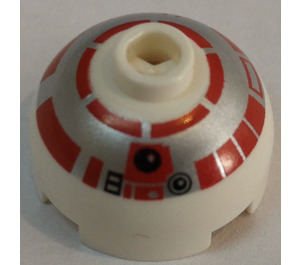 LEGO Round Brick 2 x 2 Dome Top (Undetermined Stud) with Silver and Red R5-D4 Printing (7658) (83730)