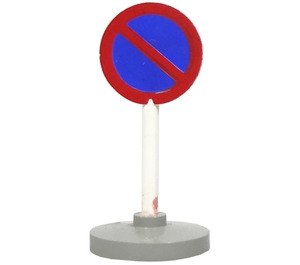 LEGO Round Road Sign with no park stop pattern with base Type 2
