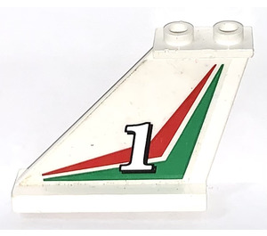 LEGO Rudder 1 x 3 x 4 with "1" with Red and Green Lines Sticker (2340)