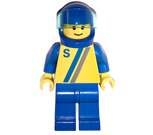 LEGO "S" Racer Blauw/Geel minifiguur