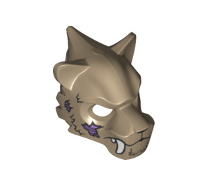 LEGO Saber-Tooth Tiger Mask with Fangs with Copper Chain and Purple Wounds (15083 / 17345)
