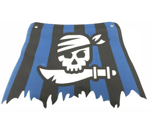 LEGO Sail 18 x 27 Tattered with Black and Blue Stripes with Skull and Cutlass