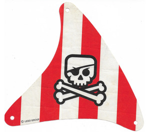 LEGO Seil 21 x 22 Trekantet med Rød Striper og Hodeskalle med Øye Patch og Crossbones (48144)