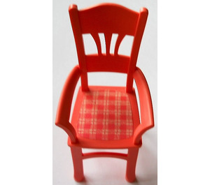 LEGO Salmon Dining Table Chair with Plaid Seat Sticker (6925)