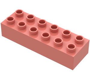 LEGO Salmon Duplo Brick 2 x 6 (2300)