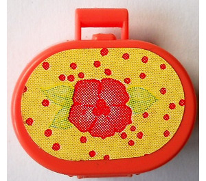 LEGO Salmon Oval Case with Handle with Pink Flower and Red Dots on Light Yellow Sticker (6203)