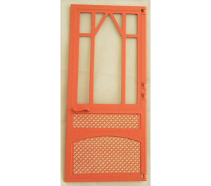 LEGO Salmon Scala Door Mullioned with Wicker Sticker with Hinges (74694)