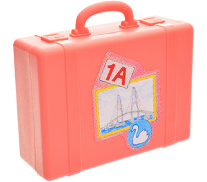 LEGO Salmon Suitcase with Film Hinge with "1A" and Bridge Sticker (33007)
