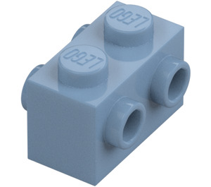 LEGO Sandblau Stein 1 x 2 mit Noppen auf Gegenseiten (52107)