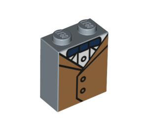 LEGO Sand Blue Brick 1 x 2 x 2 with Tan waistcoat with Inside Stud Holder (3245 / 44109)