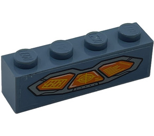 LEGO Sand Blue Brick 1 x 4 with target display panel Sticker (3010)