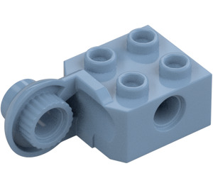 LEGO Sand Blue Brick 2 x 2 with Hole, Half Rotation Joint Ball Vertical (48171 / 48454)