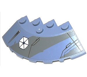 LEGO Sand Blue Brick 6 x 6 Round (25°) Corner with Missile Launcher and Separatists Insignia Pattern (Left) Sticker (95188)