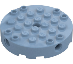 LEGO Sand Blue Brick 6 x 6 Round with Technic Pin Hole (18897)