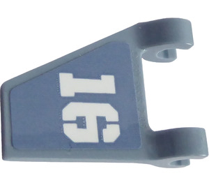 LEGO Zandblauw Vlag 2 x 2 Hoekig met "16" (Links) Sticker zonder uitlopende rand (44676)