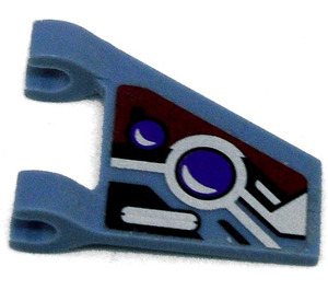 LEGO Sand Blue Flag 2 x 2 Angled with 2 Purple Lights and Silver Markings Left Sticker without Flared Edge (44676)