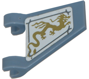 LEGO Sand Blue Flag 2 x 2 Angled with Gold Dragons, Angled Orientation (Both Sides) Sticker without Flared Edge (44676)