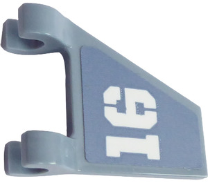 LEGO Sand Blue Flag 2 x 2 Angled with Right Hand "16" Sticker without Flared Edge (44676)