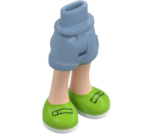 LEGO Hiekansininen Lonkka jossa Rolled Ylös Shortsit jossa Lime shoes Ohuella saranalla (36198)