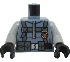 LEGO Sandblau Minifigur Torso Tauchgerät Anzug mit Utility Gürtel Print mit 3 Pouches Vorderseite, 3 Pouches Der Rücken (973 / 76382)